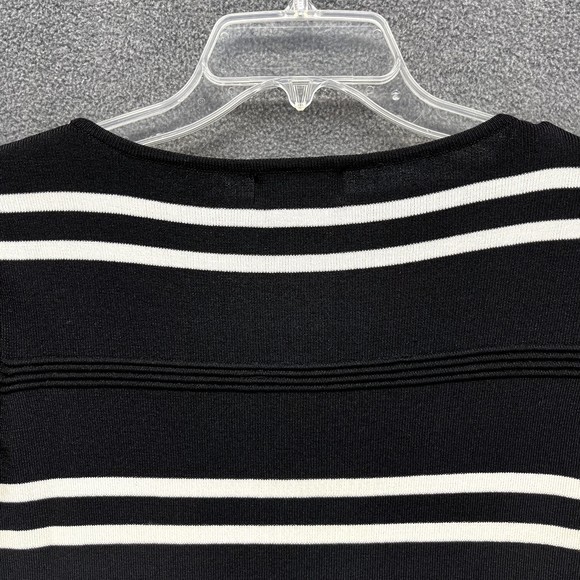 Style & Co Top sweater Woman Small S Black white stripe stretch knit round neck - Picture 4 of 12